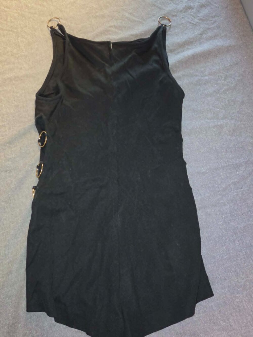 Vintage Frederick's of Hollywood Black Romper Gold Ring Cutout Size 13/14